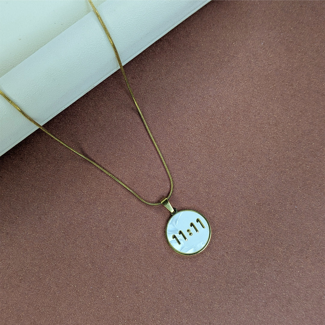 Gold Plated 11:11 Mother of Pearl Pendant For Girls & Women