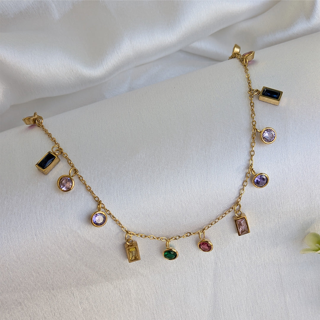 Gold Plated Multi Color Geometrical Charm Pendant For Girls & Women