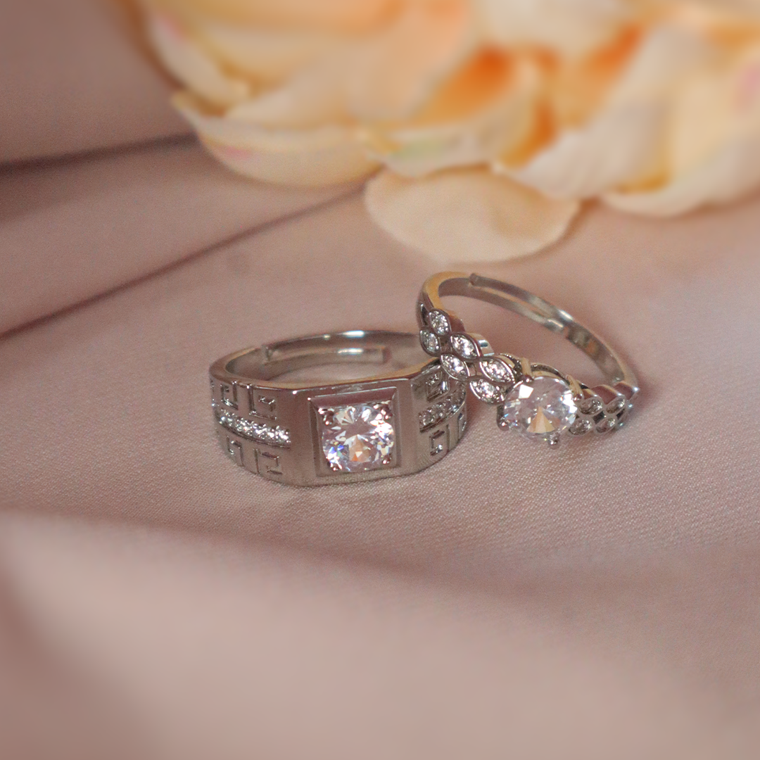 Unity Shine Solitaire Couple Rings – Aurie Fashion