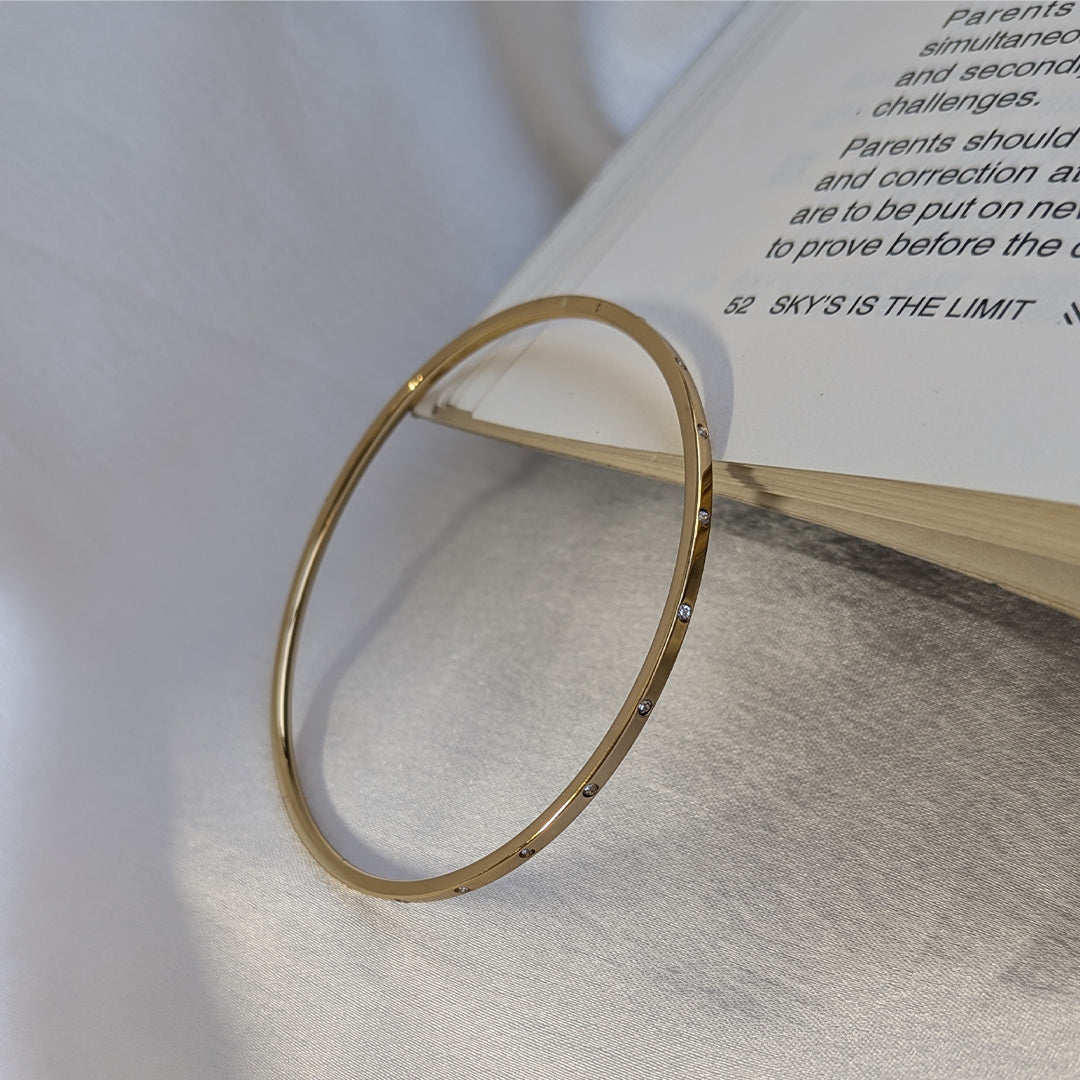 Gold Plated Slim AD Studded Classic Bracelet For Girls & Women