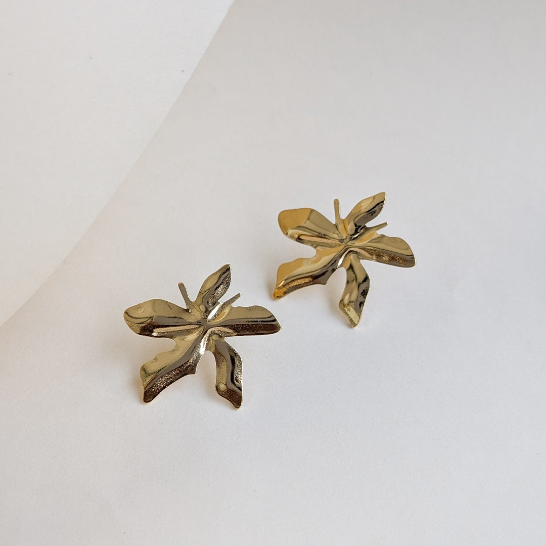 Gold Leaf Shaped Earrings For Girls & Women (Anti-Tarnish)