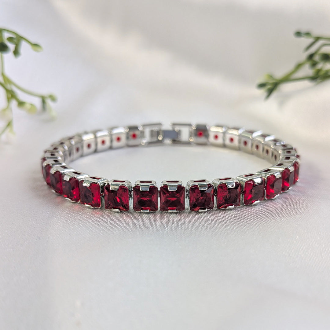 Ruby Mist Stainless Steel Tennis Bracelet