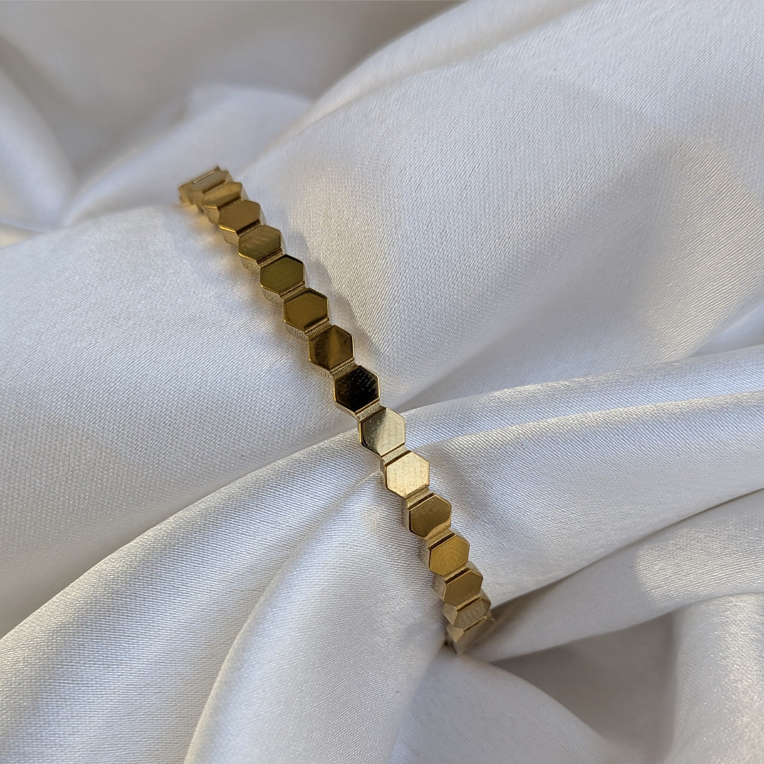 Gold Plated Hexagon Geometric Bracelet For Girls & Women