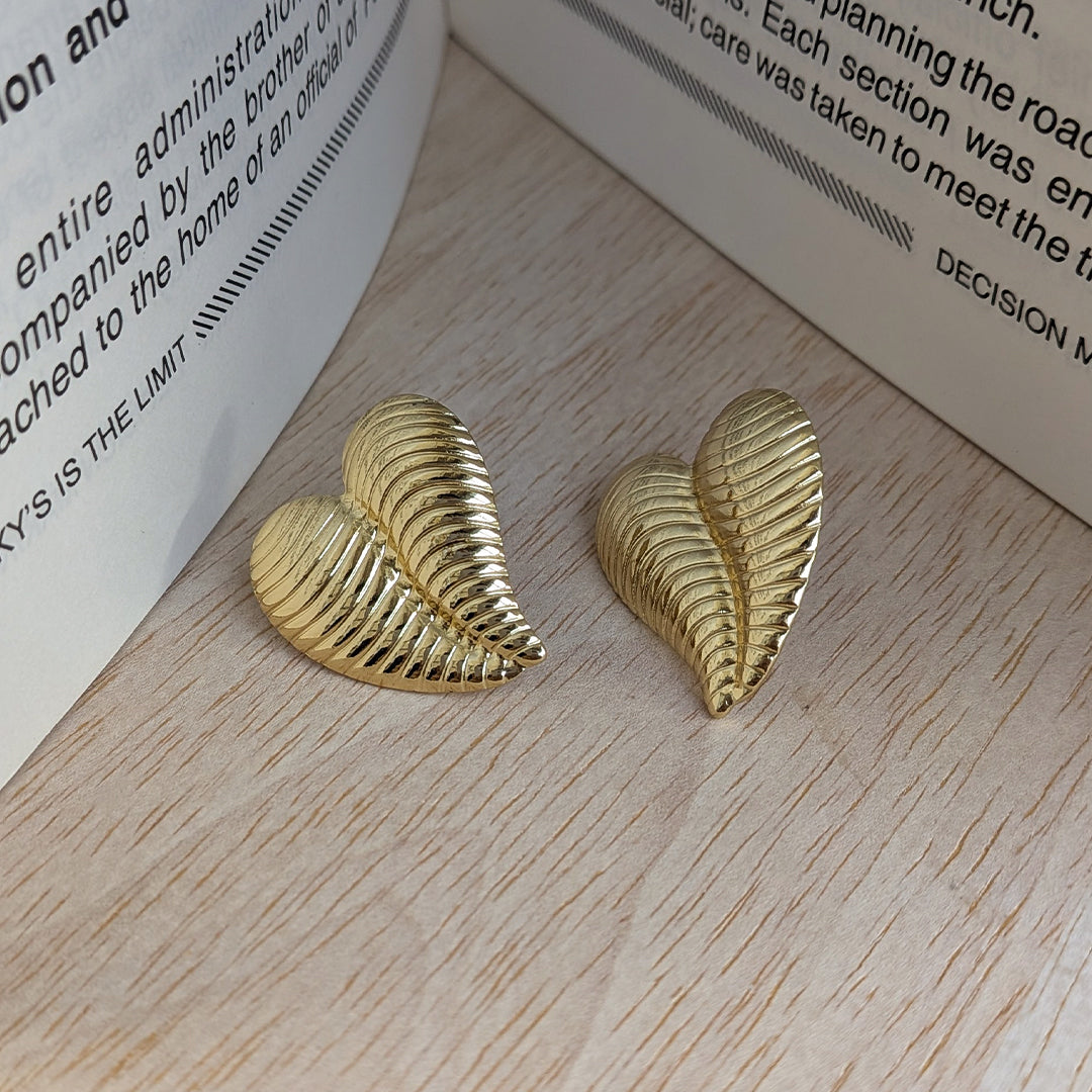 Gold Plated Heart Gleam Stud Earrings For Girls & Women (Anti-Tarnish)