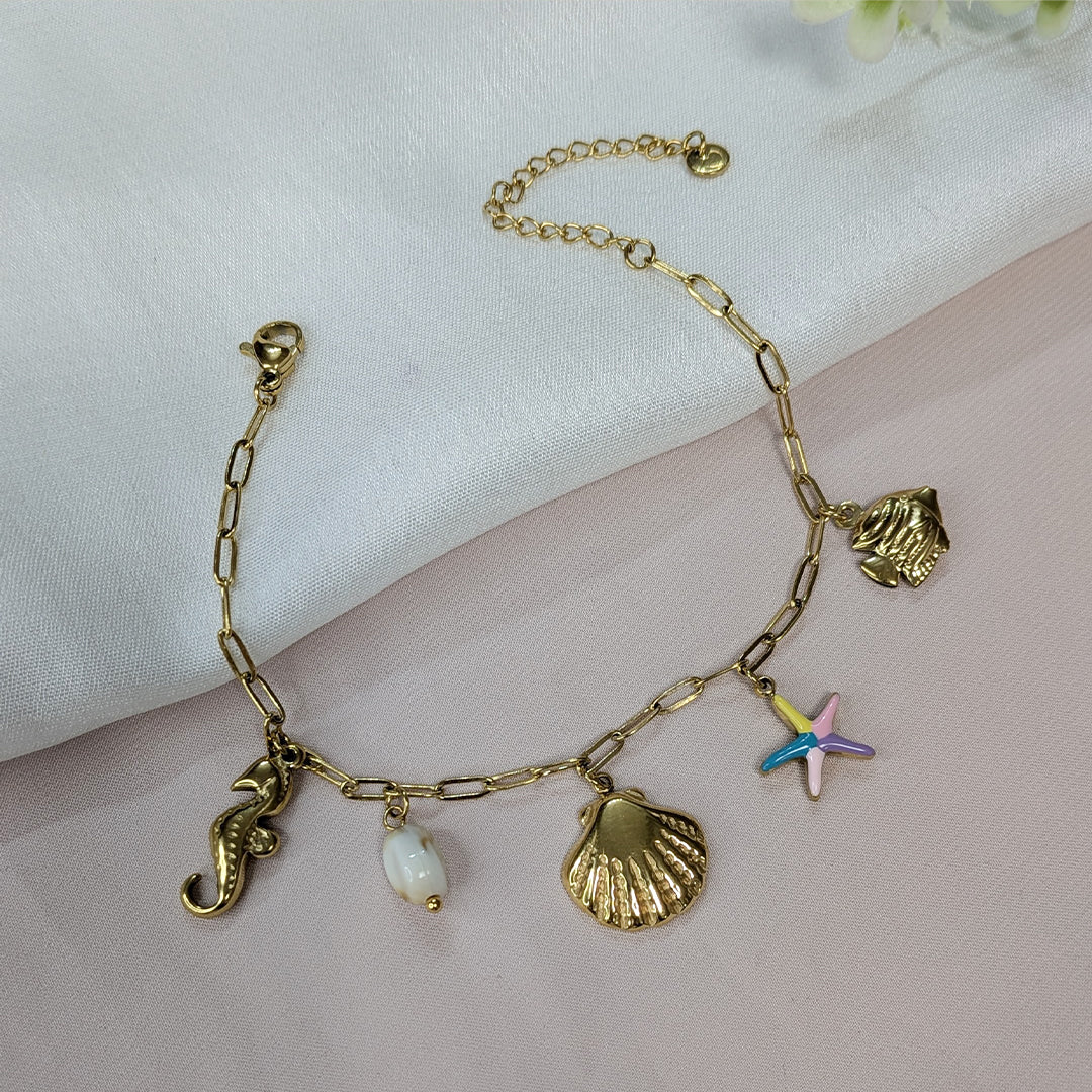 Elegant Sea Themed Charm Bracelet For Girls & Women (Anti-Tarnish)