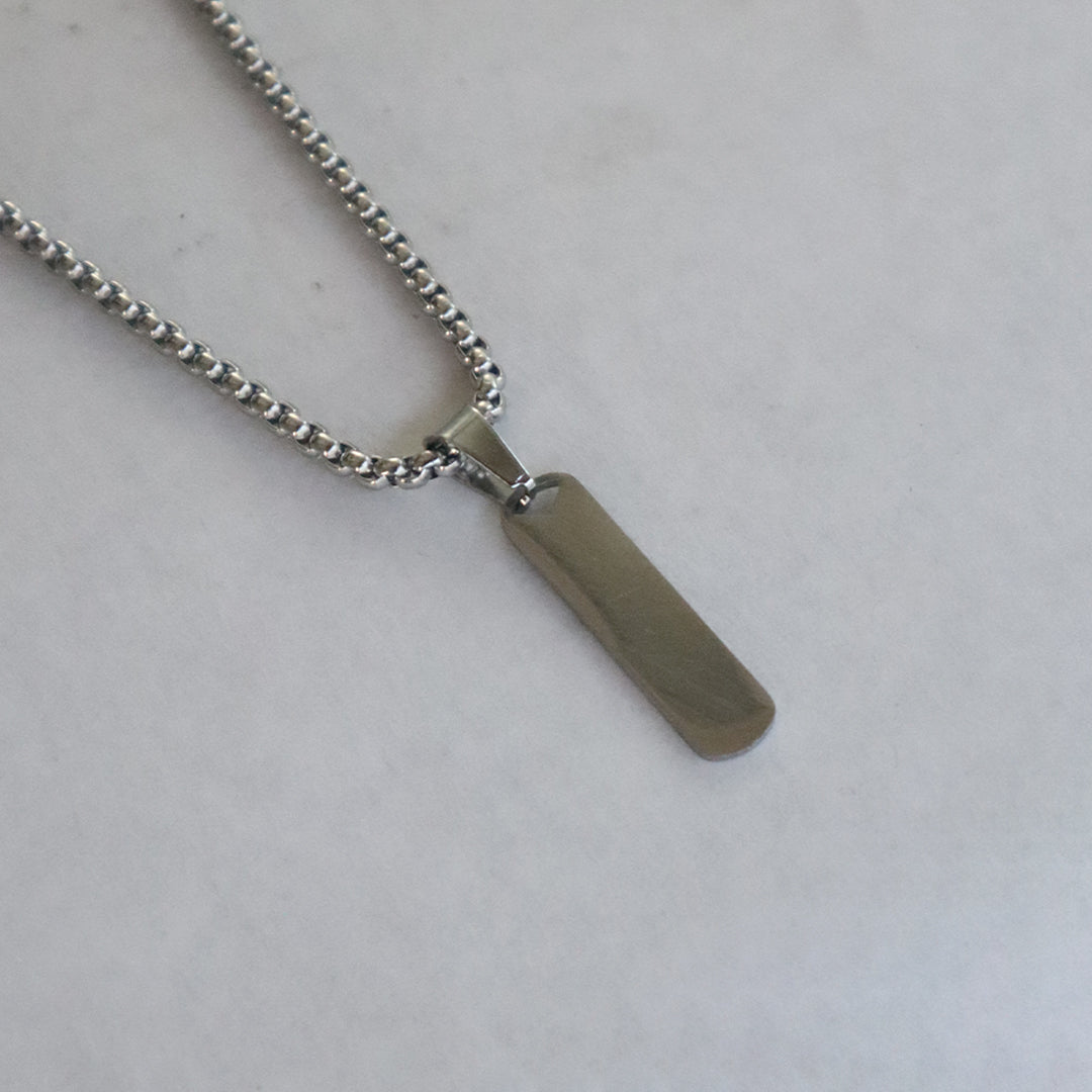 Steel Identity Bar Pendant For Men