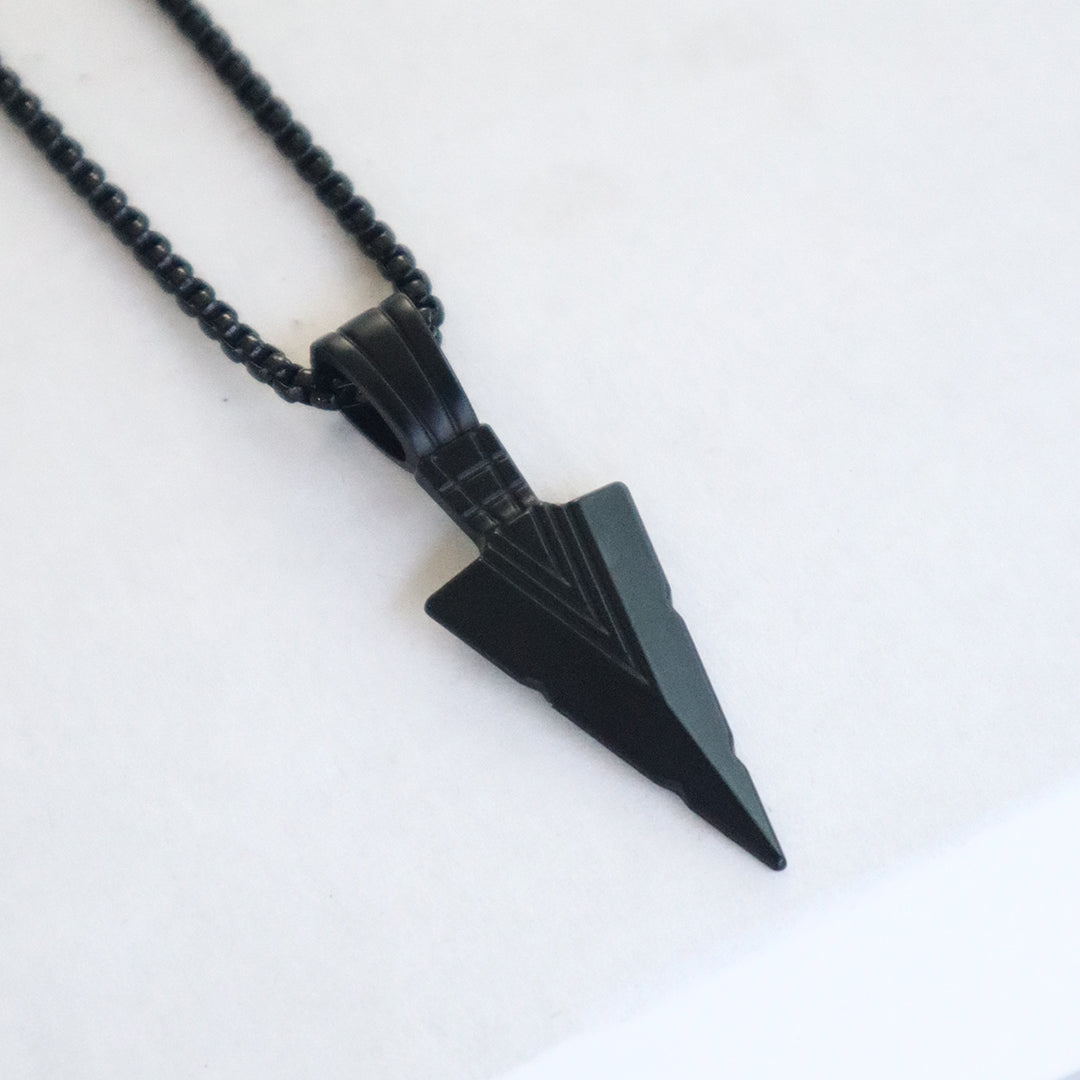 Black Arrowhead Warrior Pendant for Men