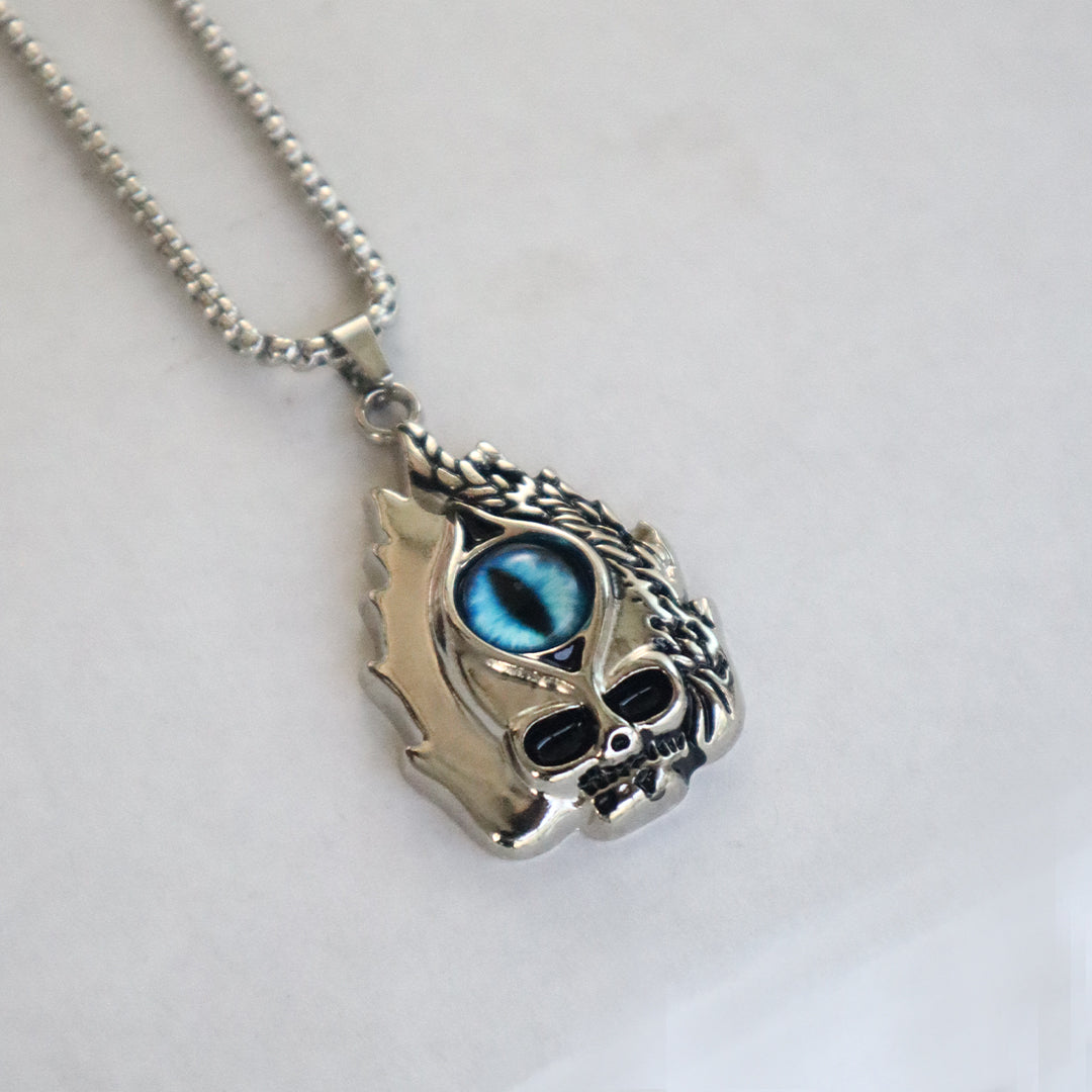 Blue Flame Skull Pendant for Men