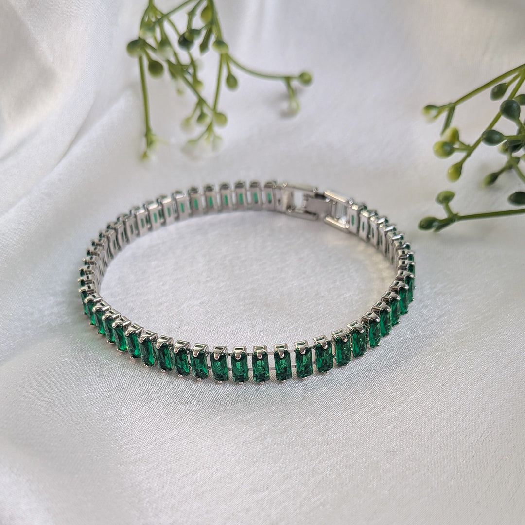 Emerald Mist Stainless Steel Tennis Bracelet