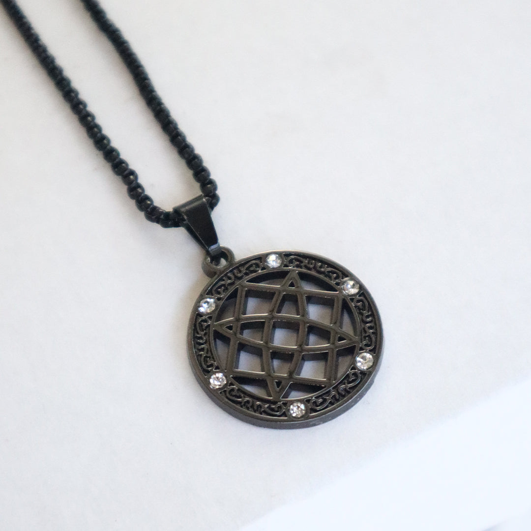 Black Compass Star Pendant for Men