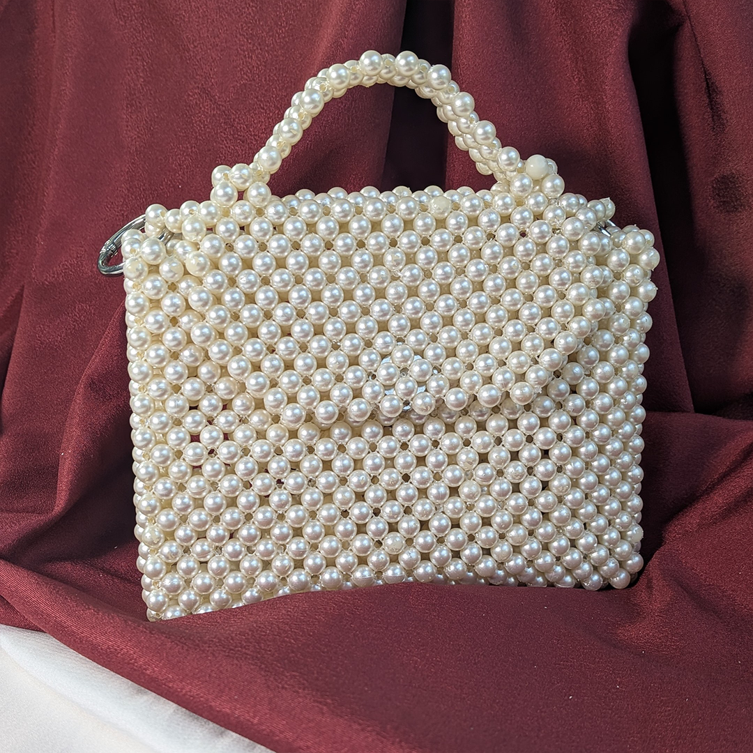 Elegant Pearl-Embellished Women's Handbag