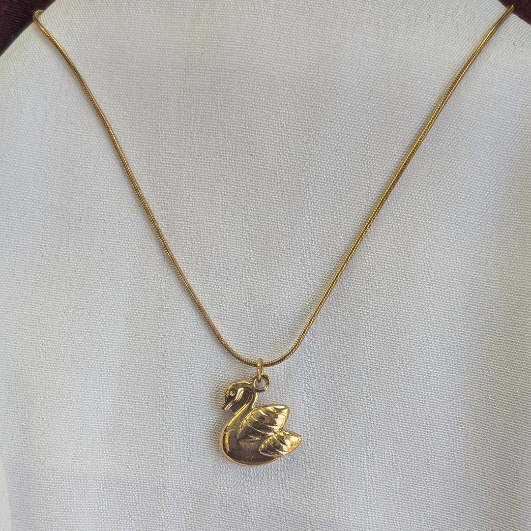 Gold Plated Elegant Swan Pendant For Girls & Women