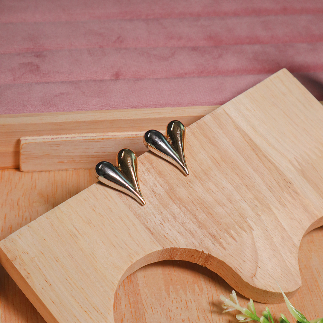 Golden and Silver Love Stud Earrings