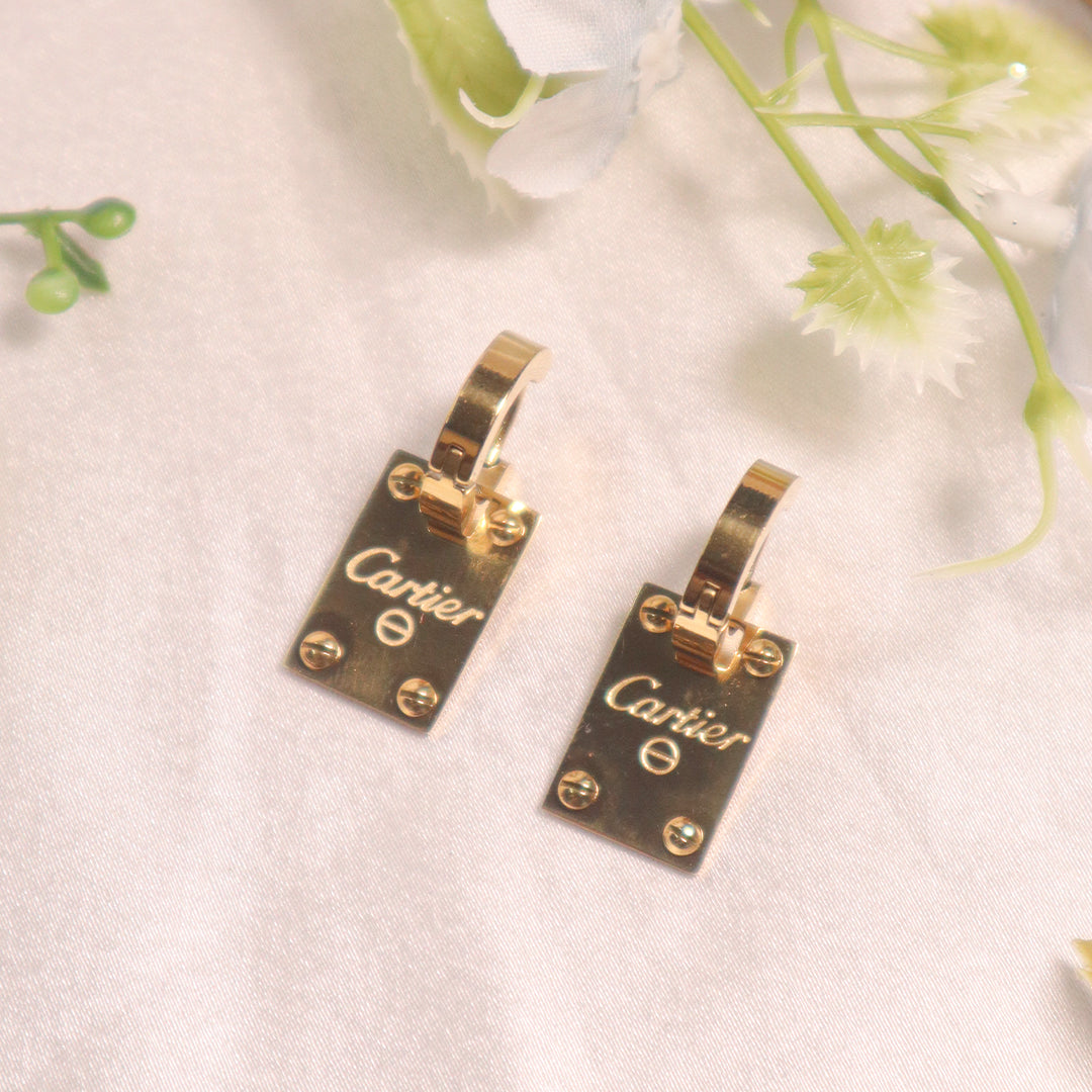 18K Gold-Plated Script Hoop Earrings (Anti Tarnish)