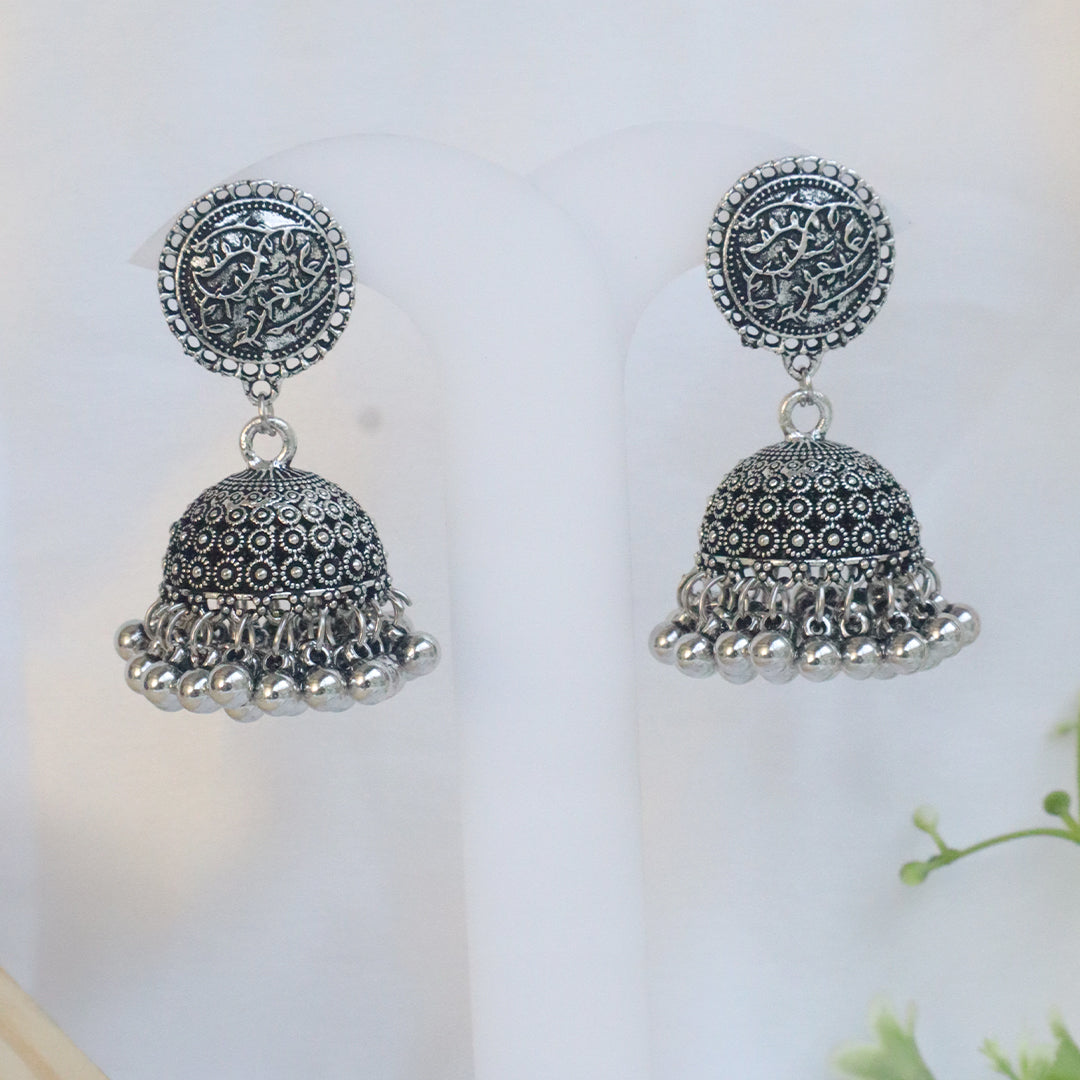 Boho-Chic Ethnic Beaded Necklace & Jhumka Earrings Set