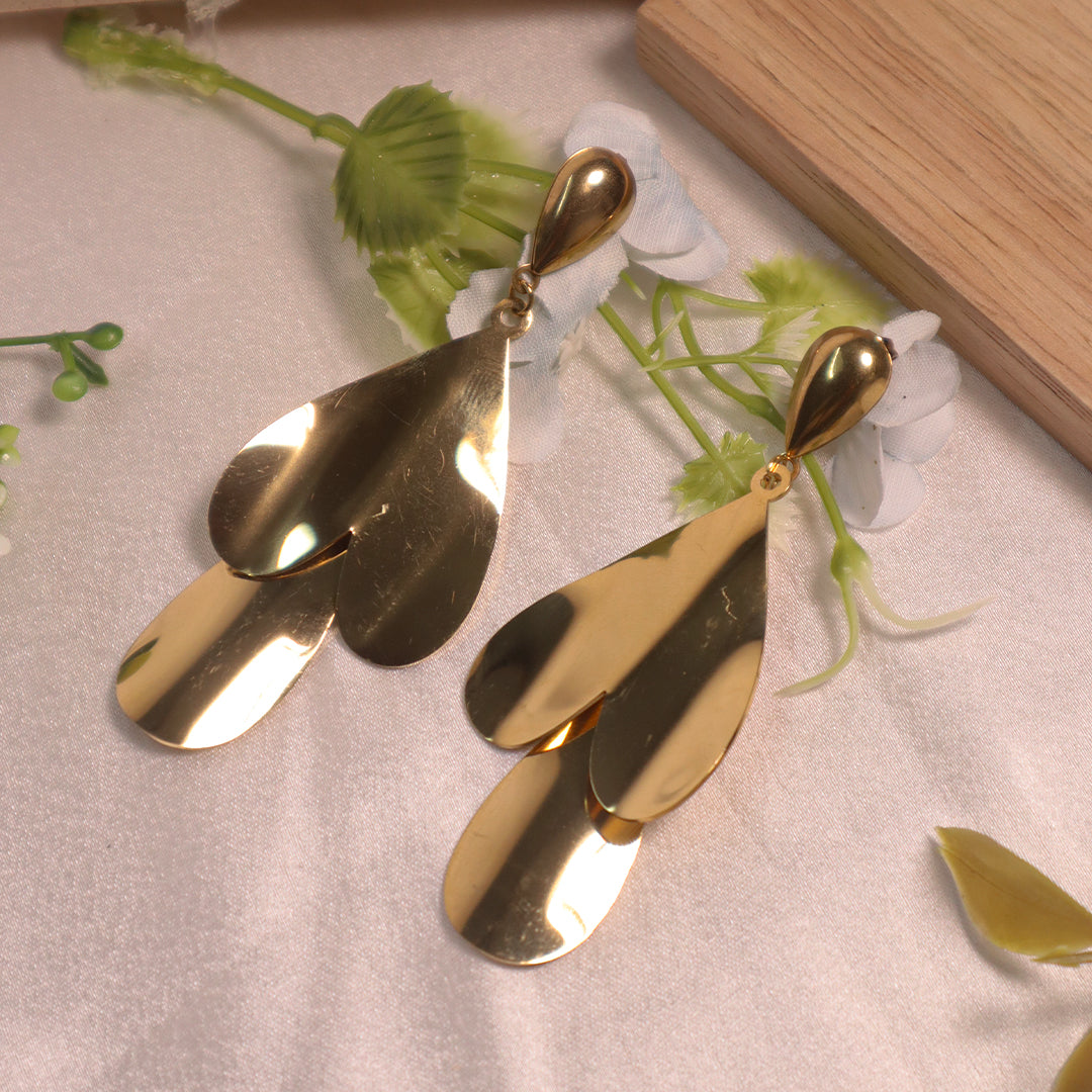 18K Gold Plated Abstract Organic Drop Earrings (Anti Tarnish)