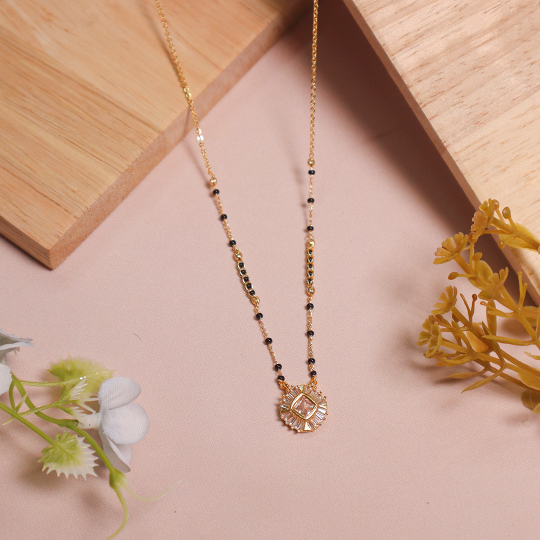 Golden Studded Stone American Diamond Manglasutra