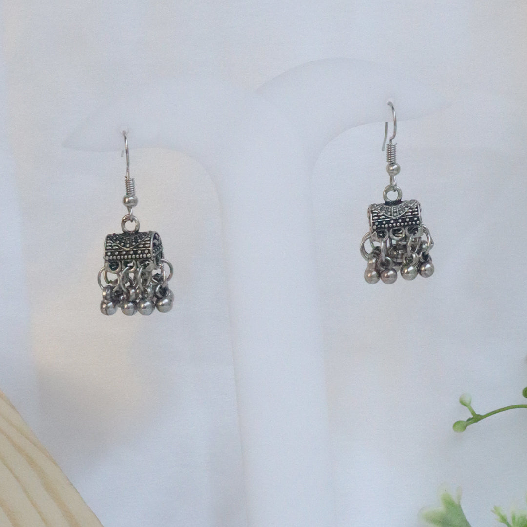 Oxidized Silver Tribal Necklace Set with Star Motifs With Black Thread Dori(Navratri Special)