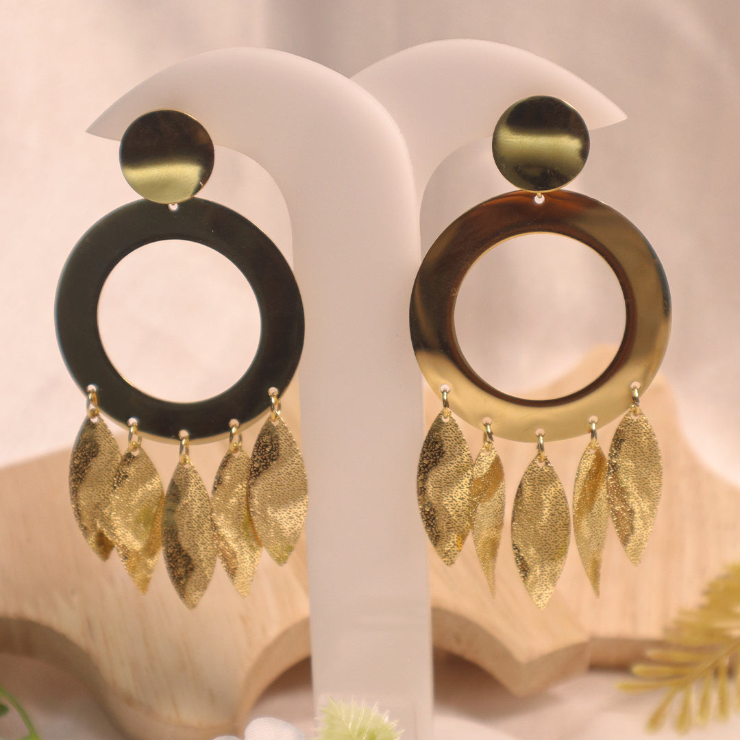 18K Gold Plated Hoop Tassel Earrings (Anti Tarnish)