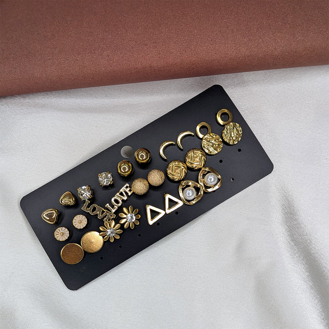 Trendy Multi-Design Stud Earrings Combo Set of 14 For Girls & Women