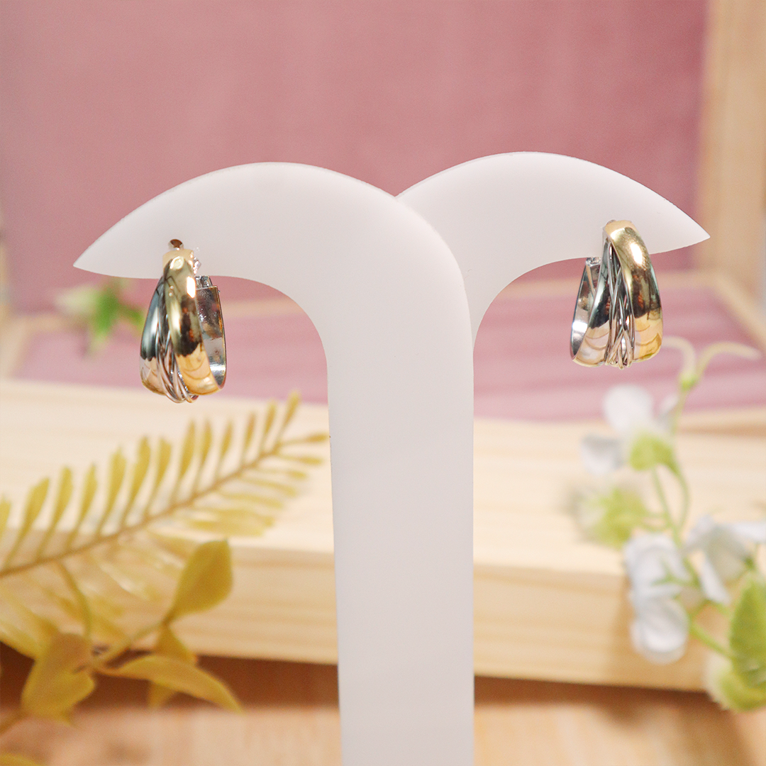 Golden and Silver Twist Hoops Earrings