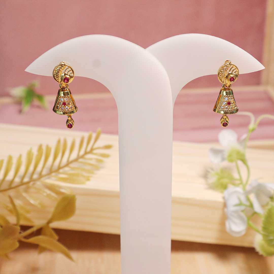 Gold Plated Peacock Jhumki Diamond Drop Earrings