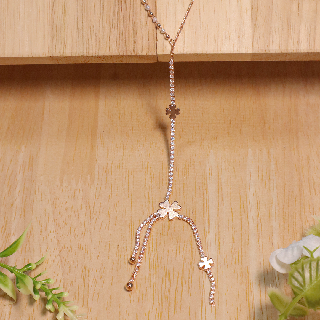 Rose Gold Clover Layered Necklace (Anti Tarnish)