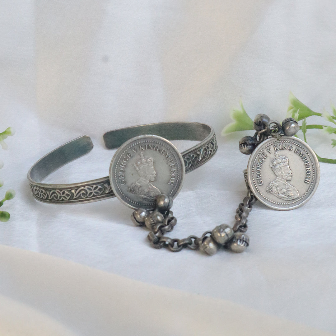 Oxidised Coin Slave Bracelet