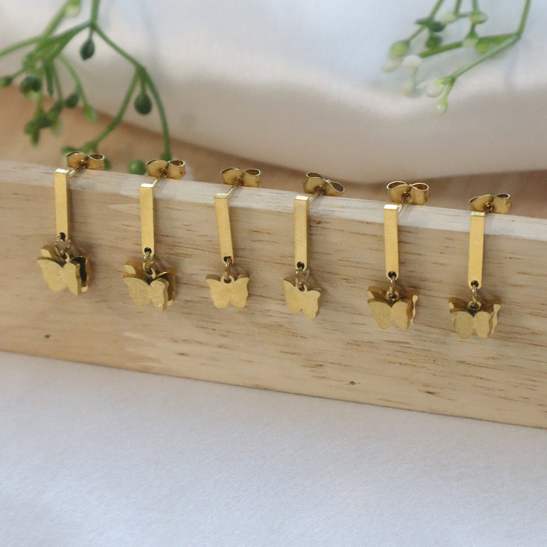 18K Gold Plated Butterfly Earrings -Trio Bliss Set (Anti Tarnish)