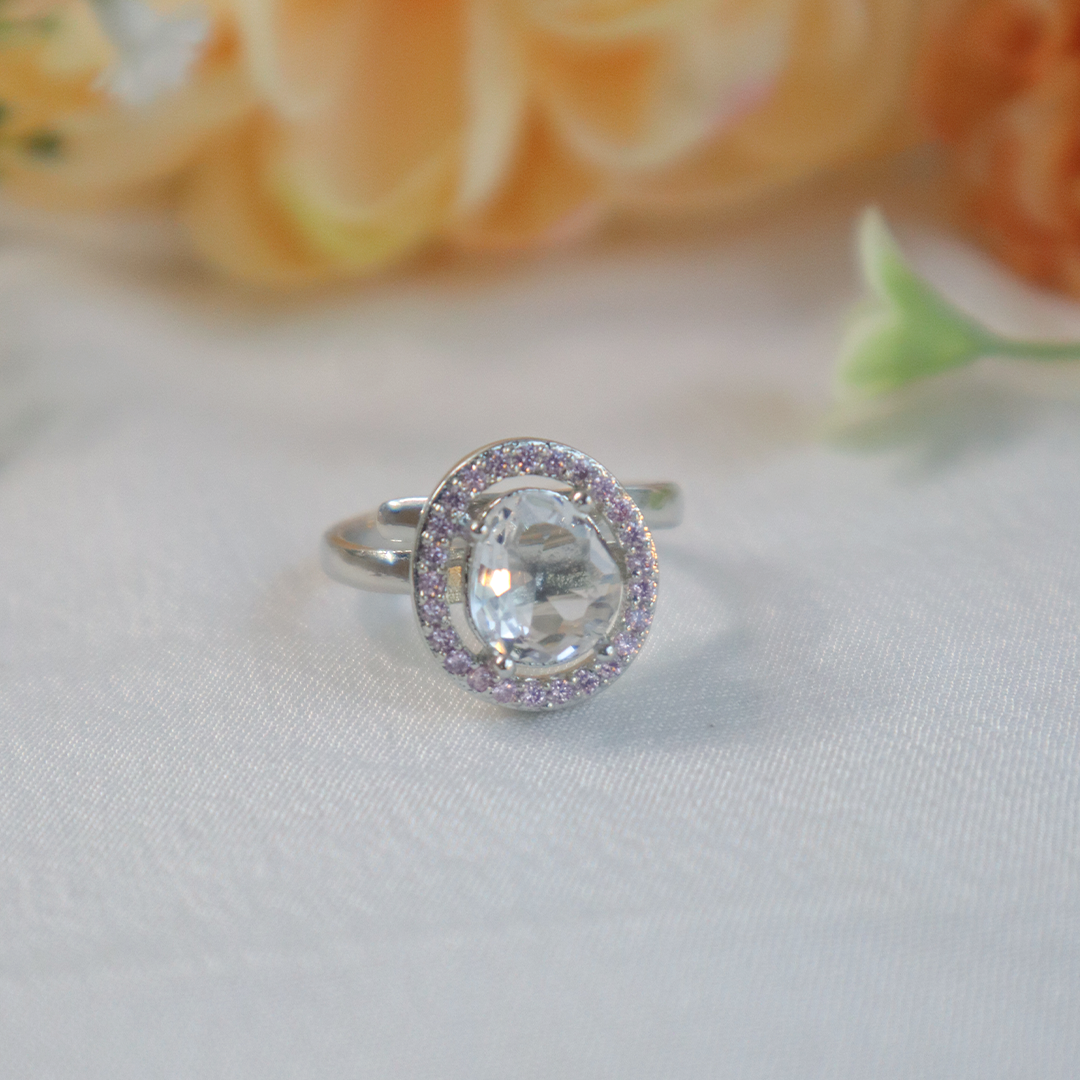 Oval Crystal American Diamond Ring