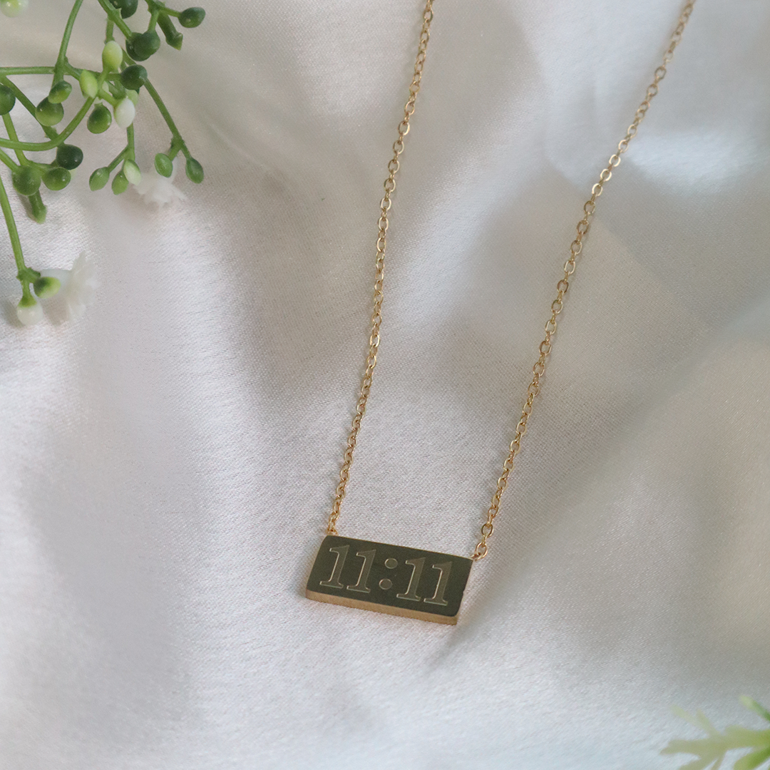 18K Gold Plated Angel Number 11:11 Bar Necklace (Anti Tarnish)