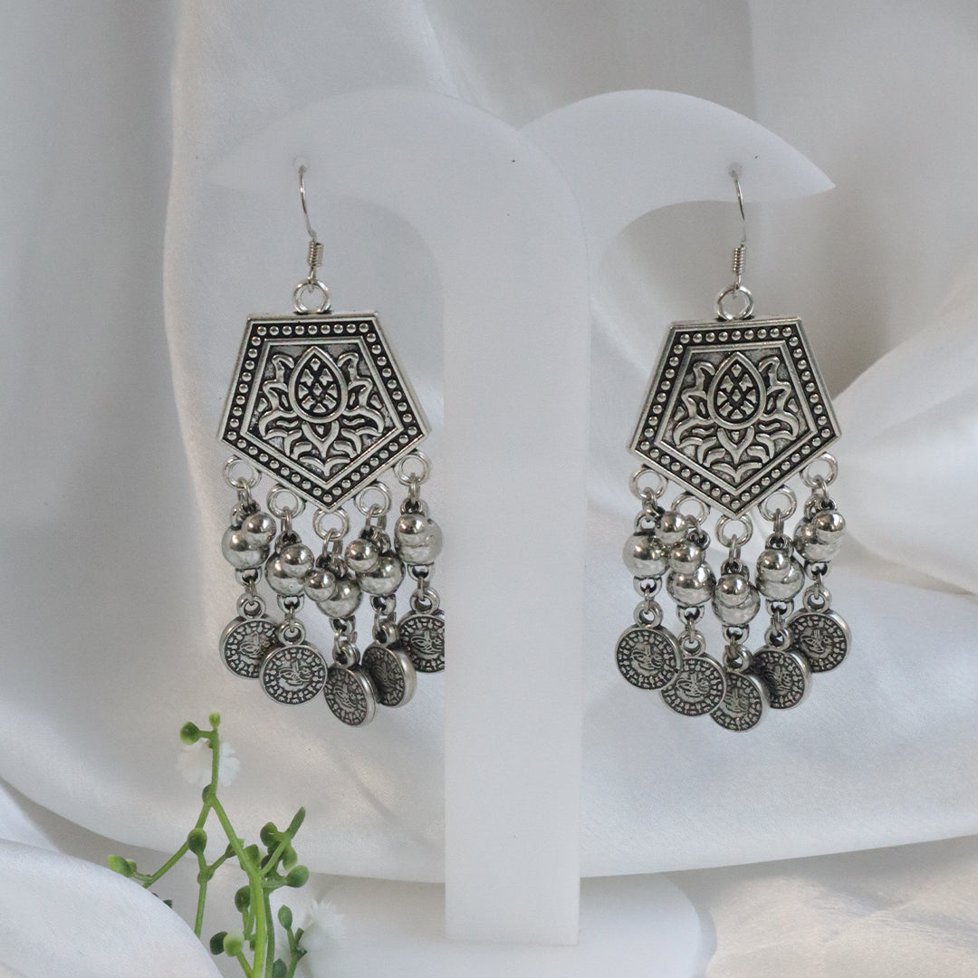 Ethnic Oxidised Layered Necklace with Earrings (Navratri Special)