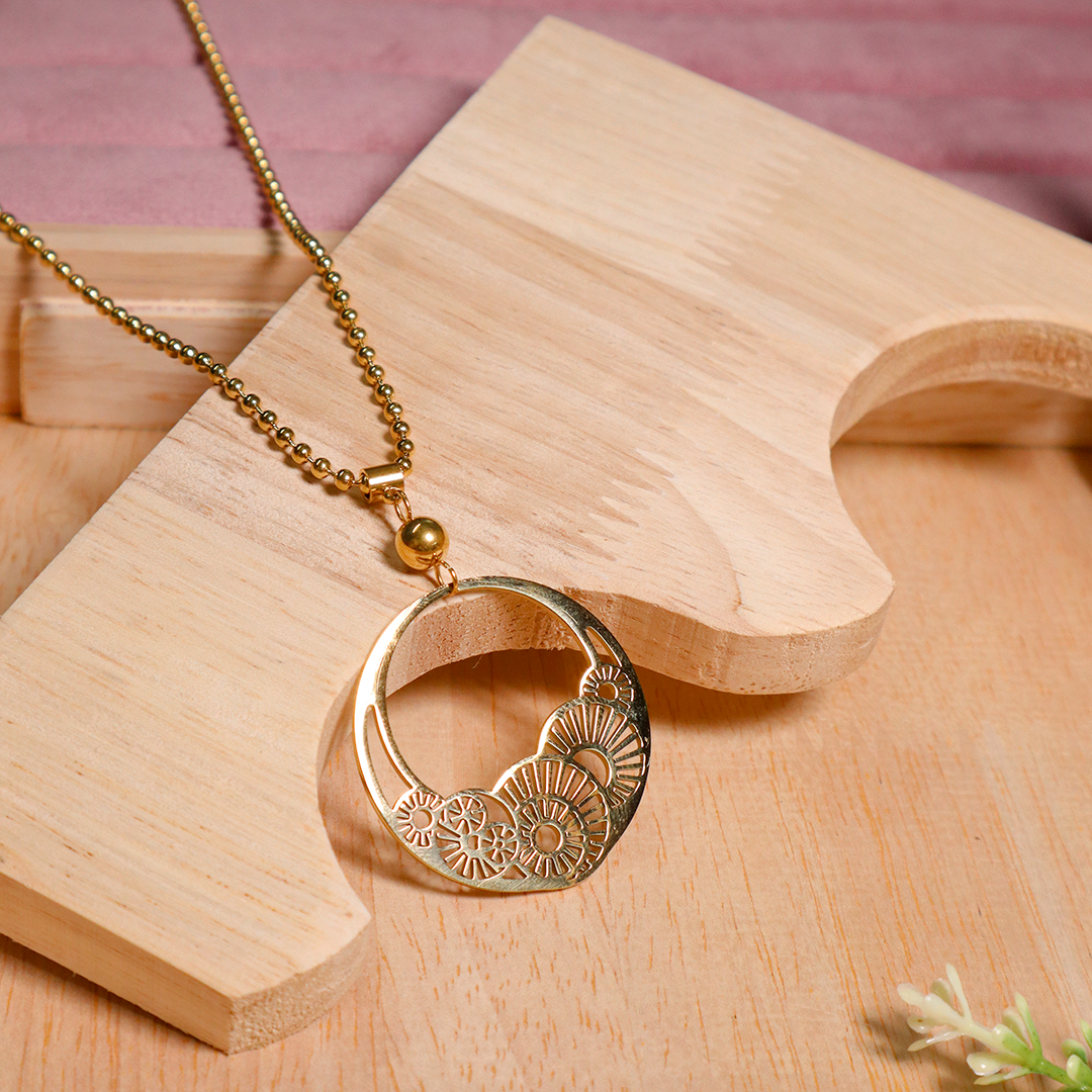 18K Gold Plated Minimilist Round Pendant Necklace (Anti Tarnish)