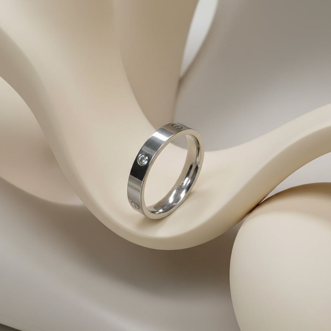 Classic Love Band Ring With AD Stone For Men & Women