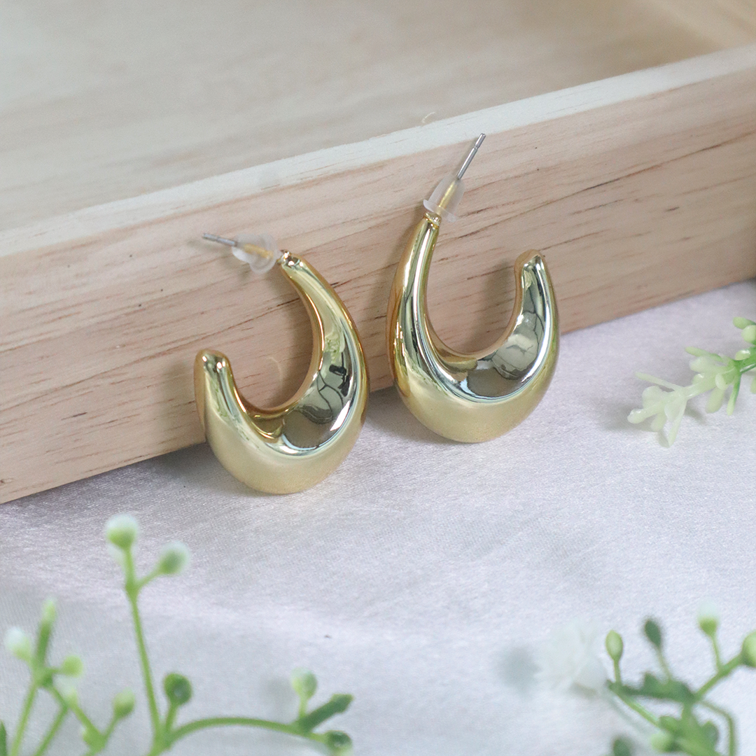 18K Gold Plated Crescent Hoop Earrings
