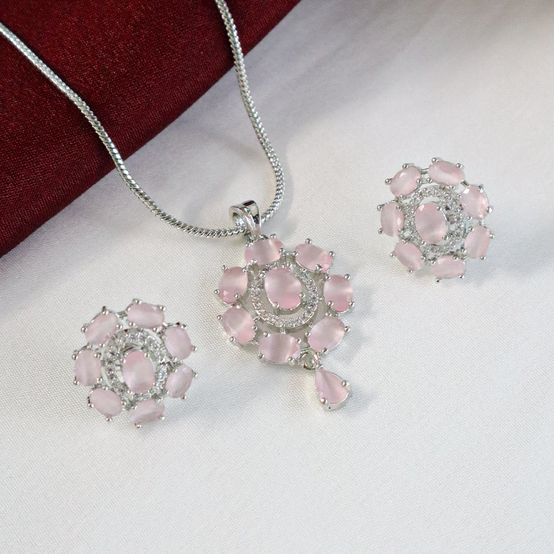 Midnight Grace American Diamond Pendant Set