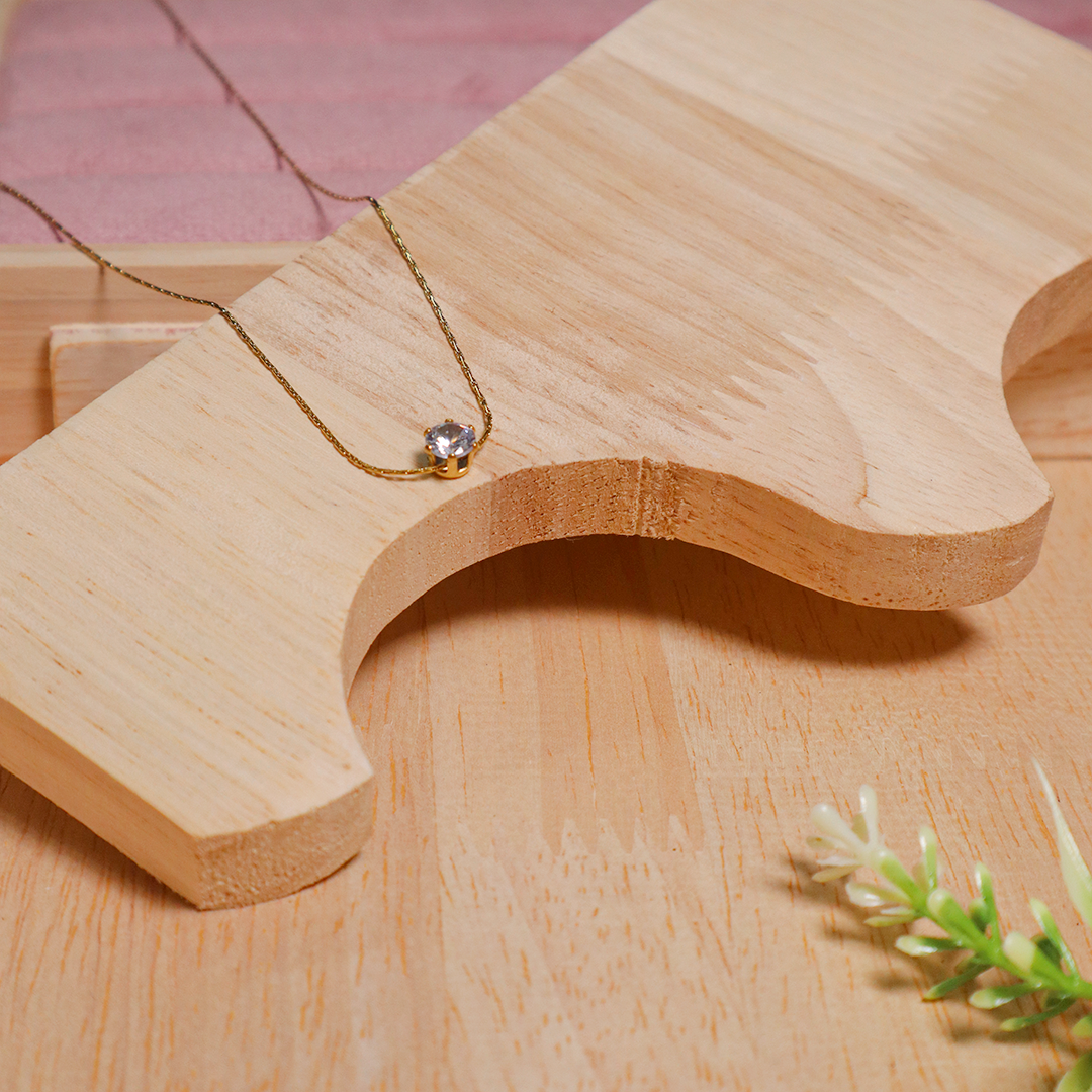 18K Gold Plated Diamond Dewdrop Pendant Necklace (Anti Tarnish)