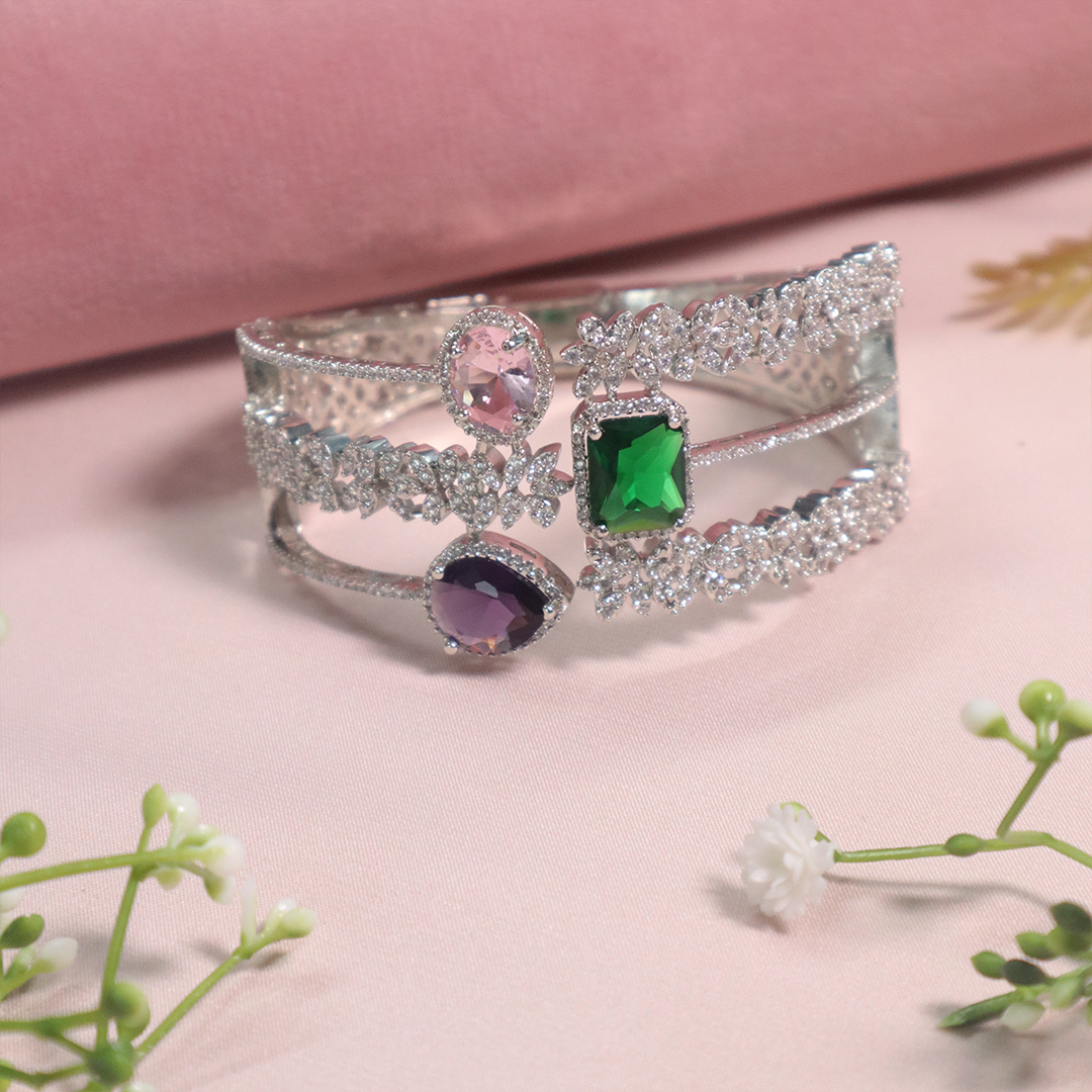 American Diamond Bracelet with Multicolor Stones