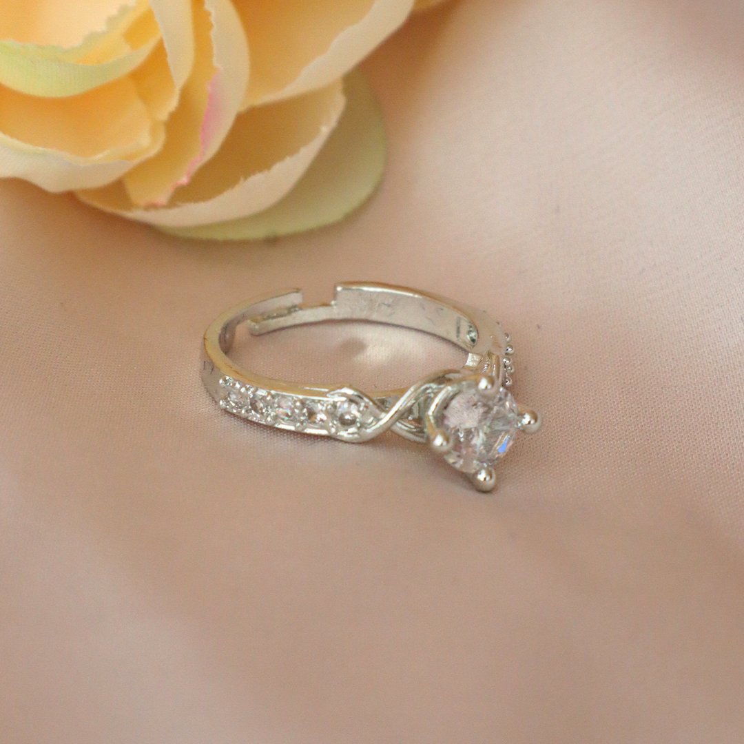 Elegant Infinity-Curve Solitaire American Diamond Ring