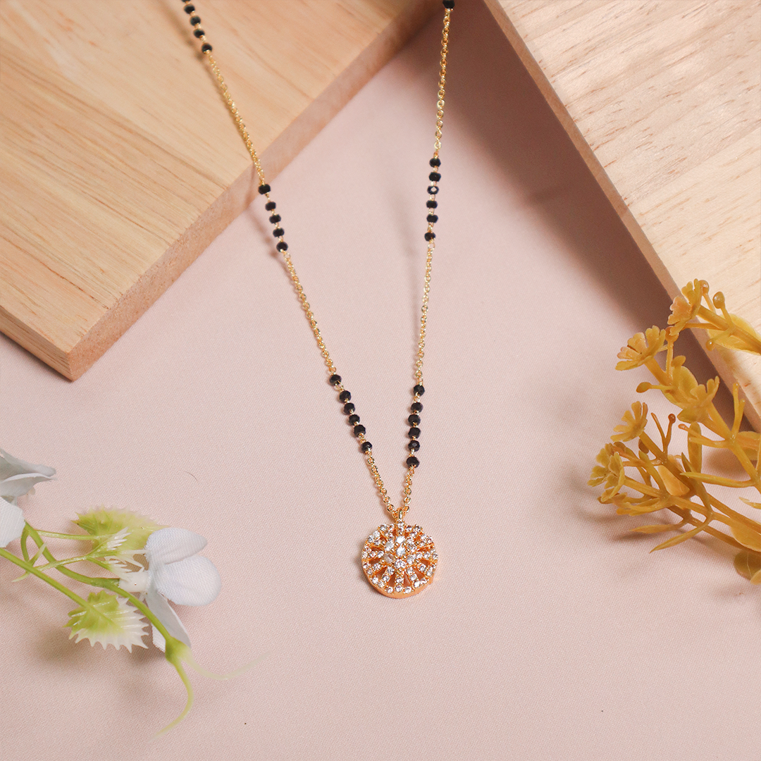 Gold Plated Sparking Circle American Diamond Manglasutra