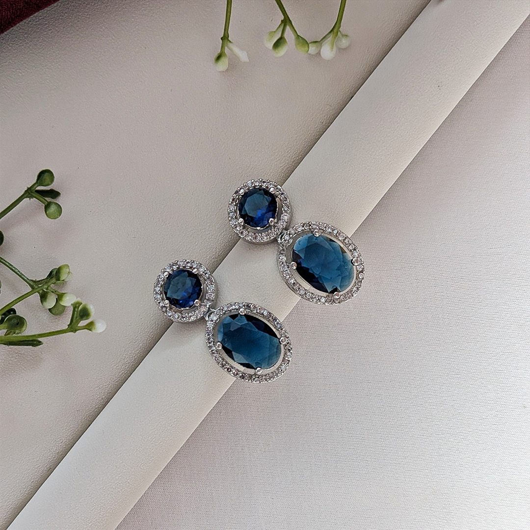 American Diamond Sapphire Glow Pendant Set