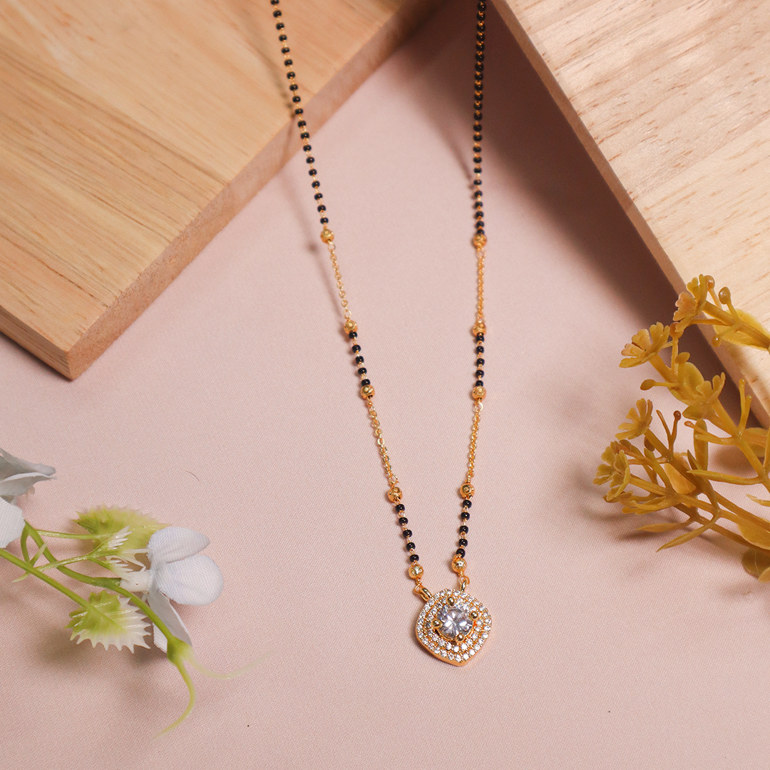 Radiant Gold Plated American Diamond Manglasutra