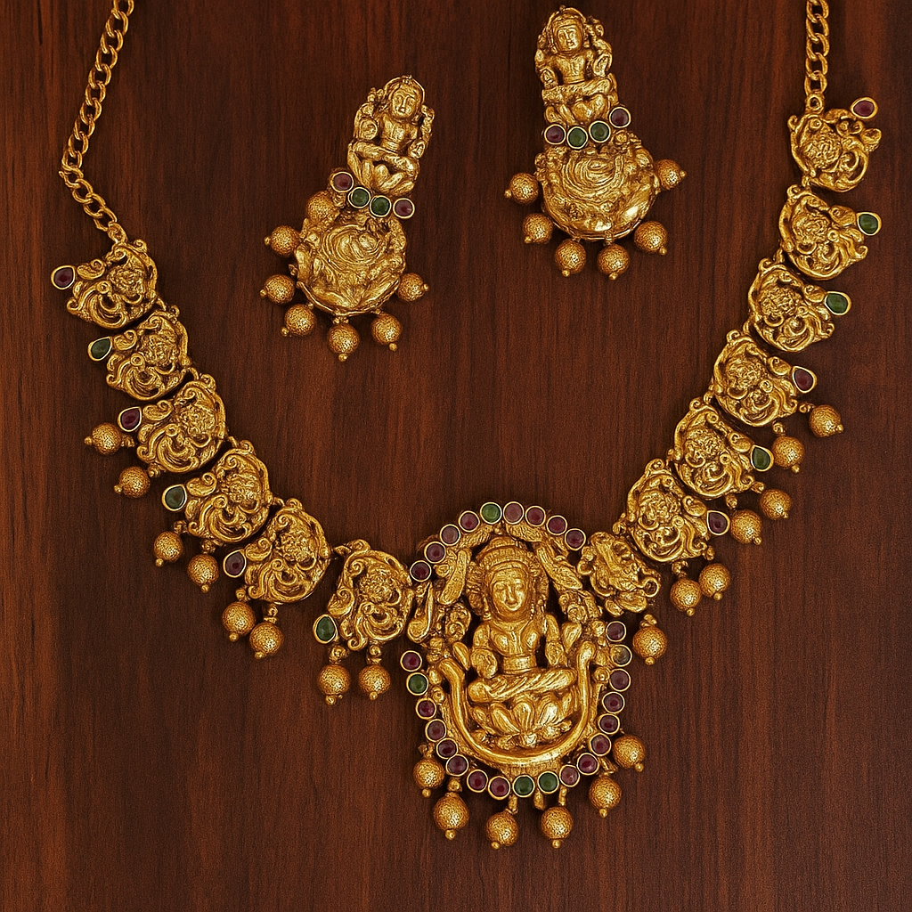 Goddess Lakshmi Heritage Temple Necklace Set