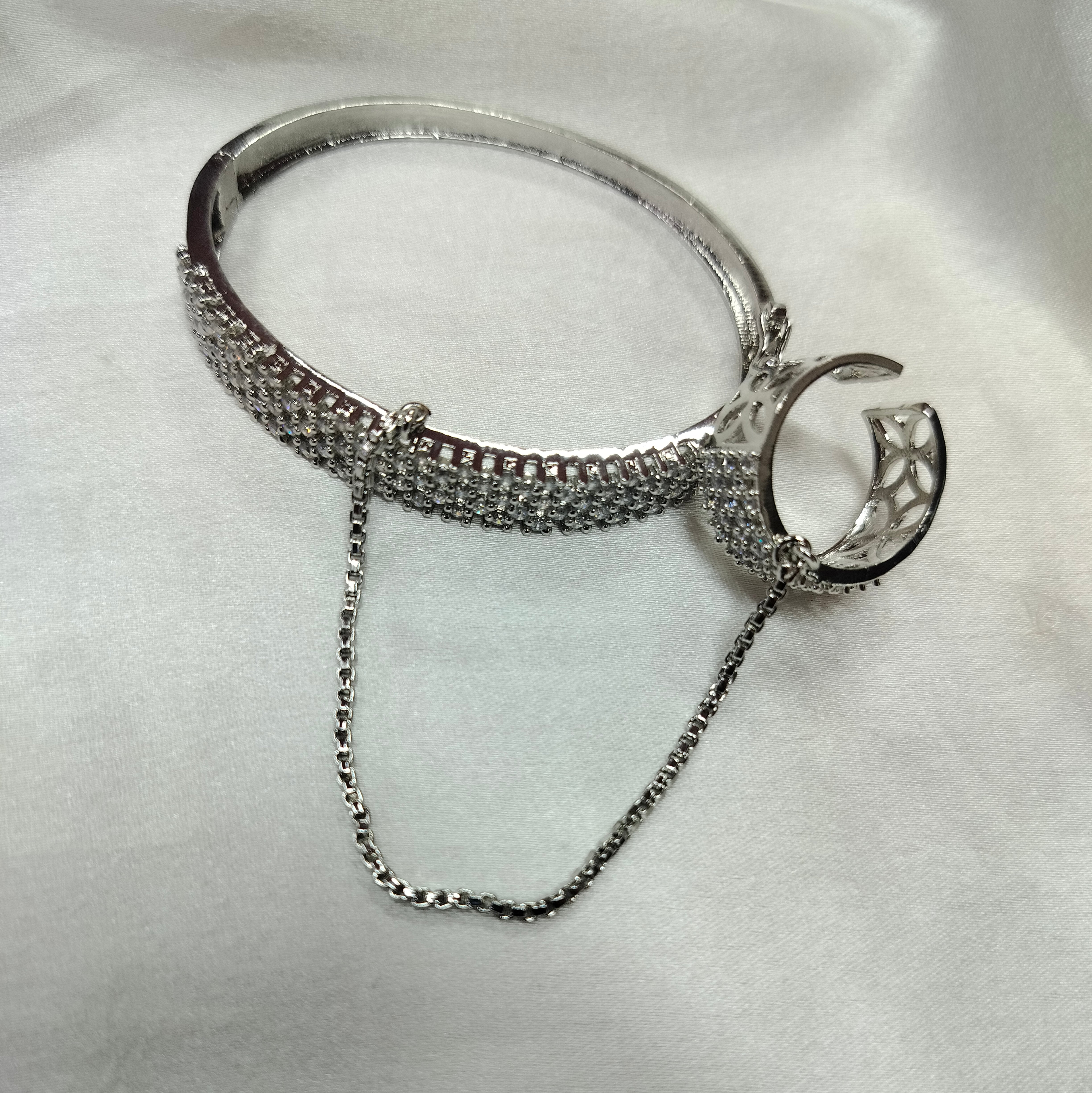 Elegant Five Line AD (American Diamond) Finger Ring Bracelet for Girls & Women