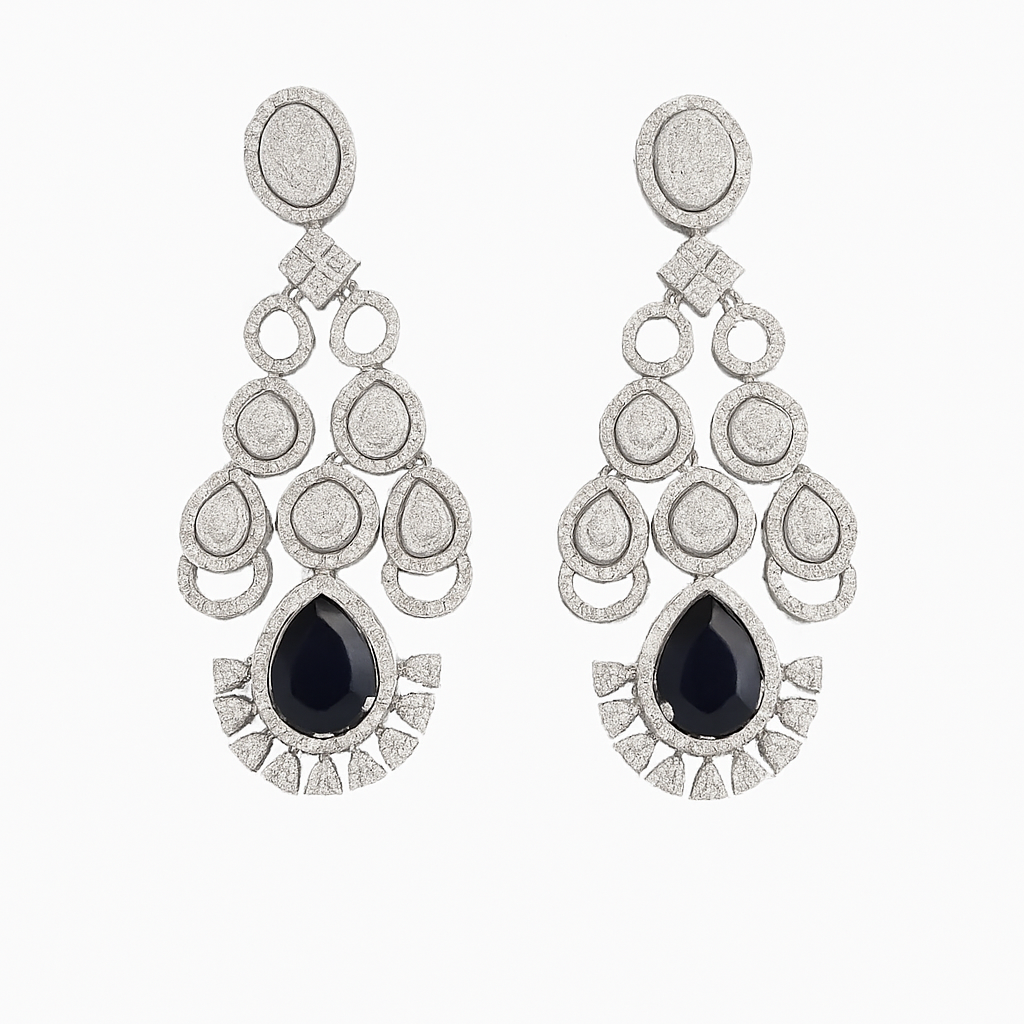 Midnight Elegance Kundan Necklace Set