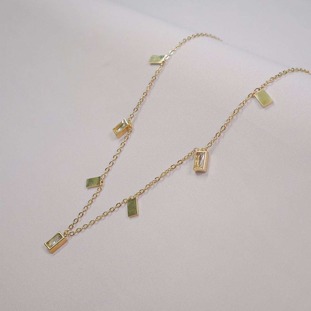 18K Gold Plated Square Tassel Pendant Necklace (Anti Tarnish)