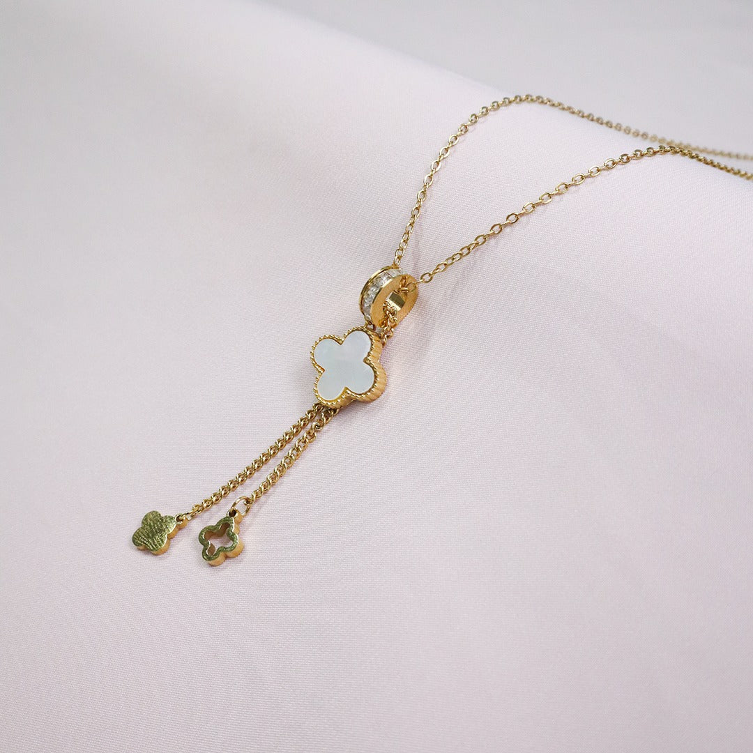 18K Gold Plated Clover Hanging Pendant Necklace (Anti Tarnish)