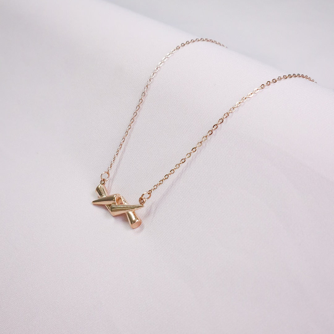 Rose Gold Cross Sword Pendant Necklace (Anti Tarnish)