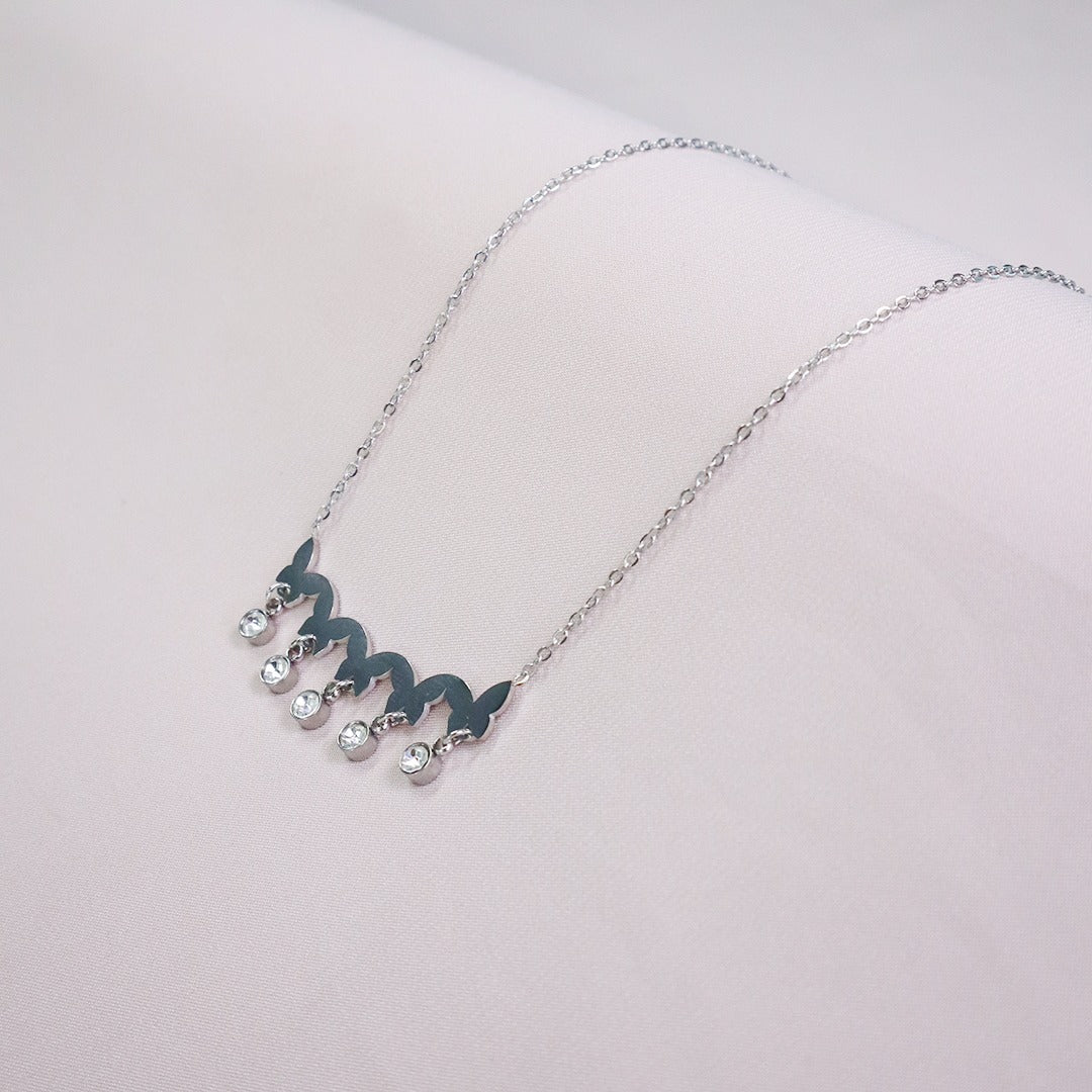 Silver Twilight Butterflies Pendant Necklace (Anti Tarnish)