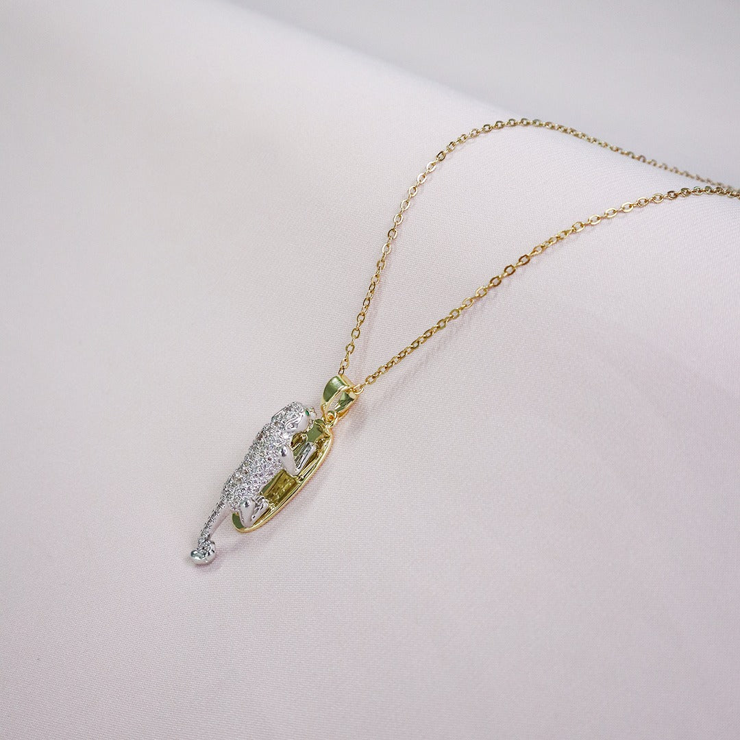 18K Gold Plated AD Jaguar Pendant Necklace (Anti Tarnish)